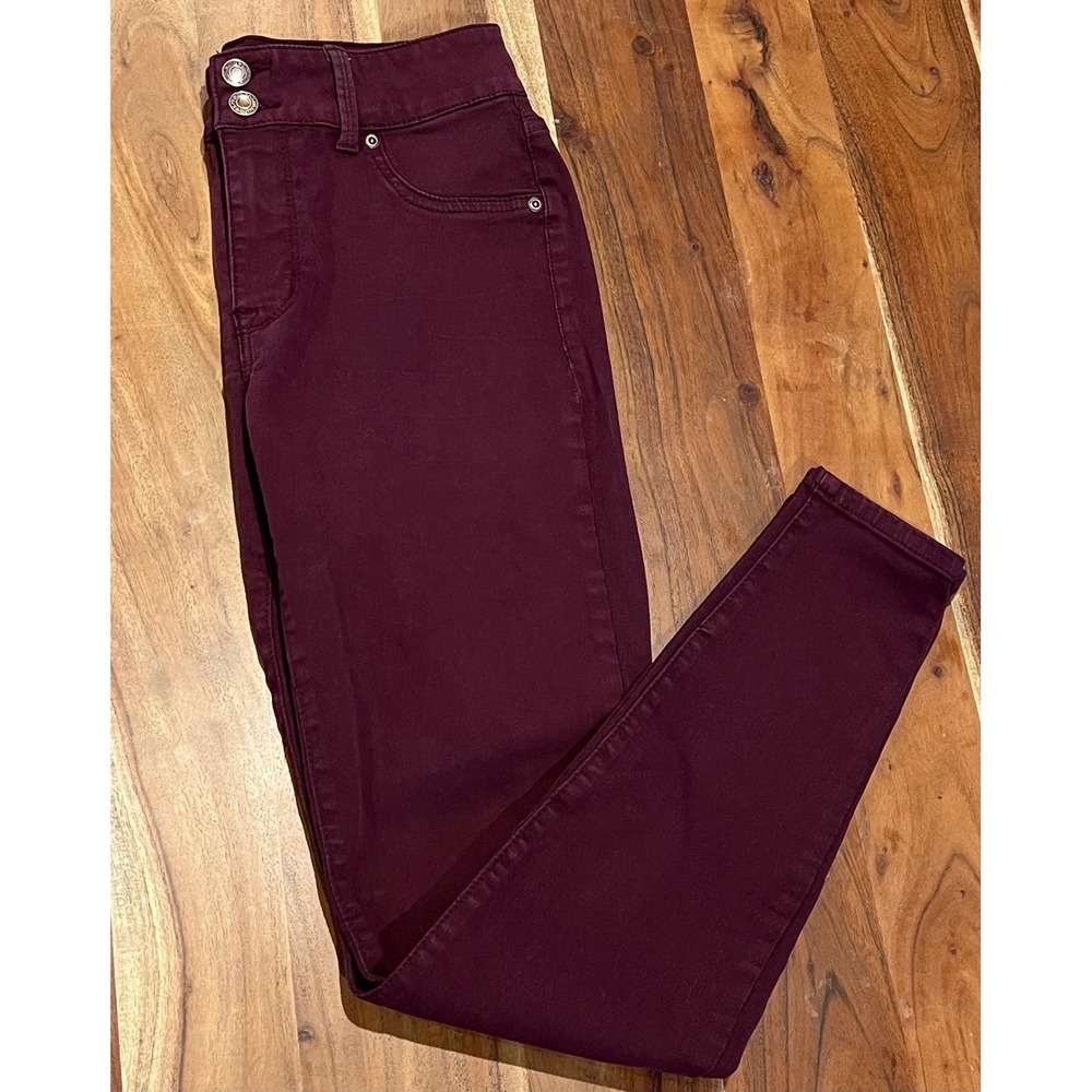 Maurices M Jeans High Rise Skinny Pants Burgundy Maroon Size S Reg